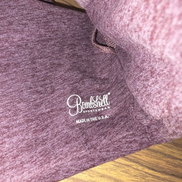BOMBSHELL SPORTSWEAR 2pc XS Purple Logo Sports Bra Magenta Mohawk Leggings Lot - Picture 4 of 7